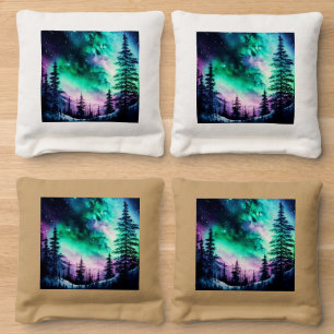 Celestial Aurora Borealis Northern Lights Vivid  Cornhole Bags