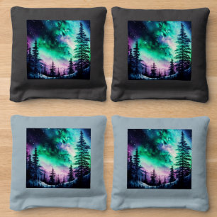 Celestial Aurora Borealis Northern Lights Vivid Cornhole Bags