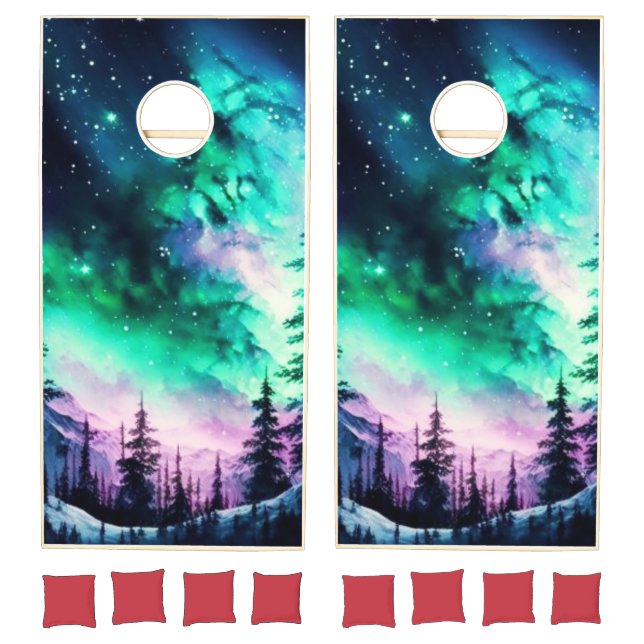 Celestial Aurora Borealis Northern Lights Vivid  Cornhole Set (Set)