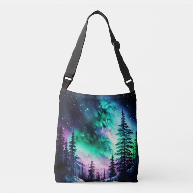 Celestial Aurora Borealis Northern Lights Vivid  Crossbody Bag (Front)