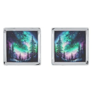 Celestial Aurora Borealis Northern Lights Vivid Cufflinks