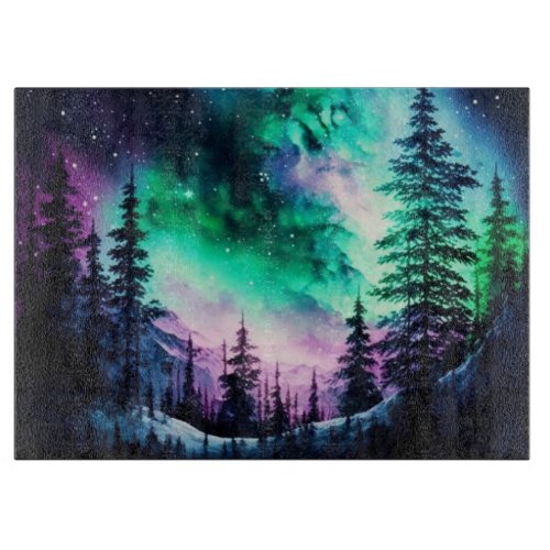 Celestial Aurora Borealis Northern Lights Vivid  Cutting Board