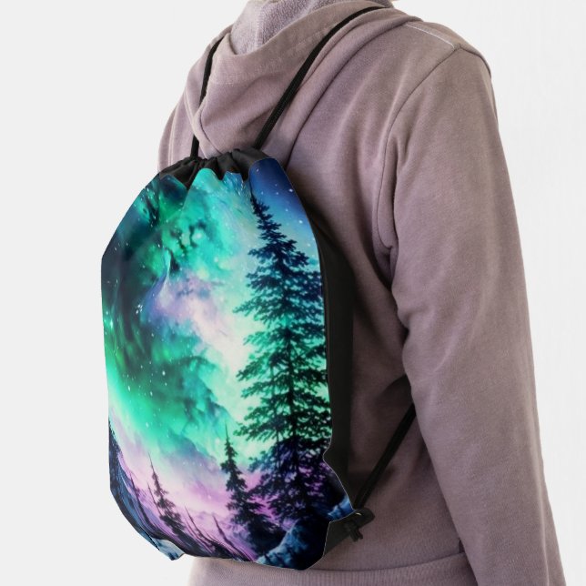 Celestial Aurora Borealis Northern Lights Vivid  Drawstring Bag (Insitu)