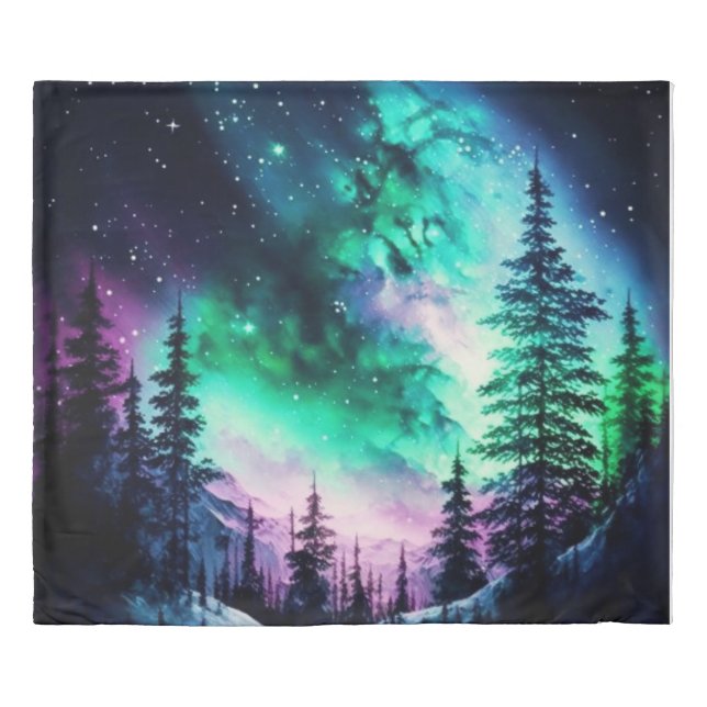 Celestial Aurora Borealis Northern Lights Vivid  Duvet Cover (Front)
