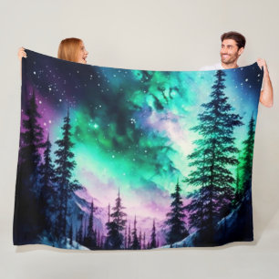Celestial Aurora Borealis Northern Lights Vivid Fleece Blanket