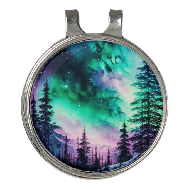 Celestial Aurora Borealis Northern Lights Vivid  Golf Hat Clip (Front)