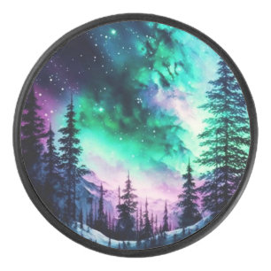 Celestial Aurora Borealis Northern Lights Vivid Hockey Puck