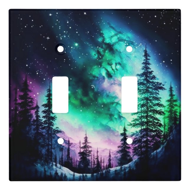 Celestial Aurora Borealis Northern Lights Vivid  Light Switch Cover (Front)
