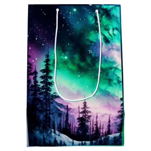 Celestial Aurora Borealis Northern Lights Vivid  Medium Gift Bag