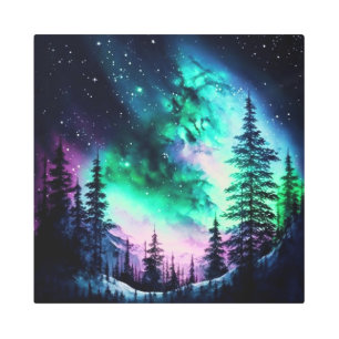 Celestial Aurora Borealis Northern Lights Vivid Metal Print