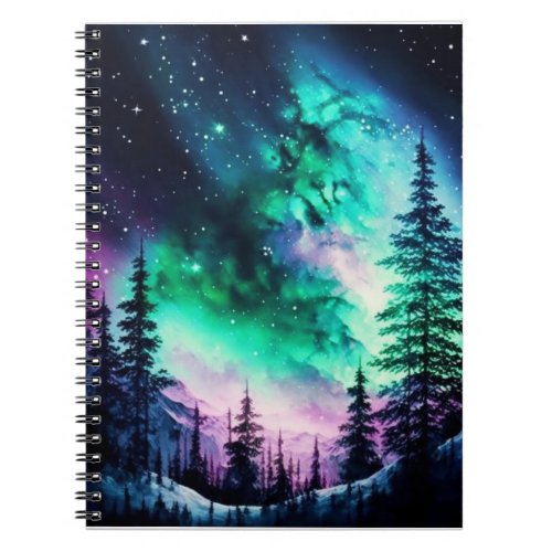 Celestial Aurora Borealis Northern Lights Vivid  Notebook