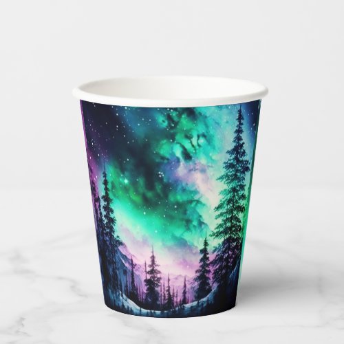 Celestial Aurora Borealis Northern Lights Vivid  Paper Cups