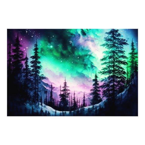 Celestial Aurora Borealis Northern Lights Vivid  Photo Print