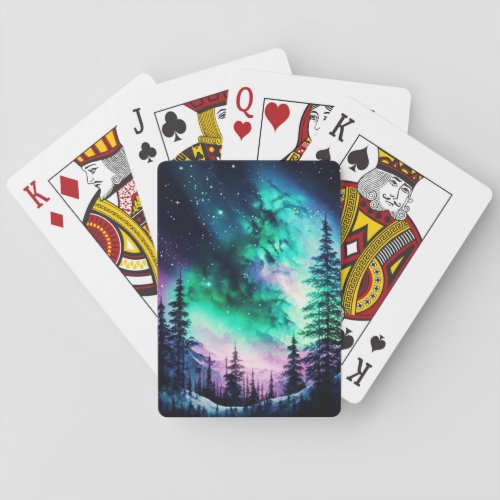 Celestial Aurora Borealis Northern Lights Vivid  Playing Cards