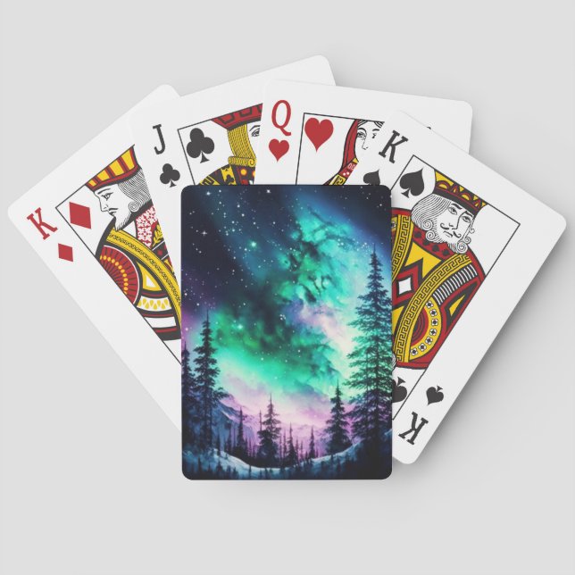 Celestial Aurora Borealis Northern Lights Vivid  Poker Cards (Back)