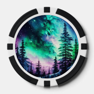 Celestial Aurora Borealis Northern Lights Vivid  Poker Chips