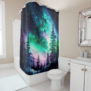 Celestial Aurora Borealis Northern Lights Vivid Shower Curtain