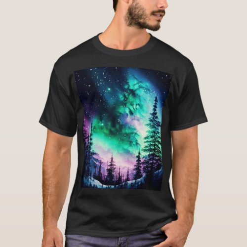 Celestial Aurora Borealis Northern Lights Vivid  T_Shirt