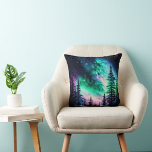 Celestial Aurora Borealis Northern Lights Vivid Throw Pillow