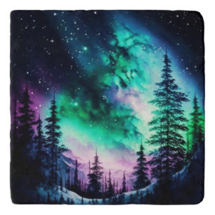 Celestial Aurora Borealis Northern Lights Vivid Trivet