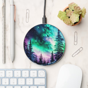 Celestial Aurora Borealis Northern Lights Vivid  Wireless Charger