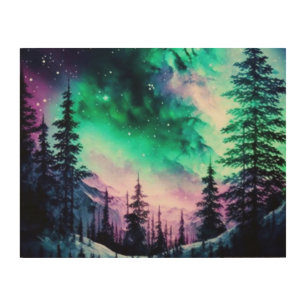 Celestial Aurora Borealis Northern Lights Vivid Wood Wall Art