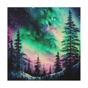 Celestial Aurora Borealis Northern Lights Vivid Wood Wall Art