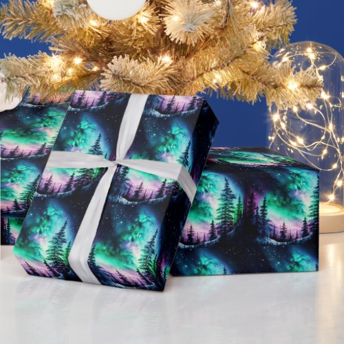 Celestial Aurora Borealis Northern Lights Vivid  Wrapping Paper