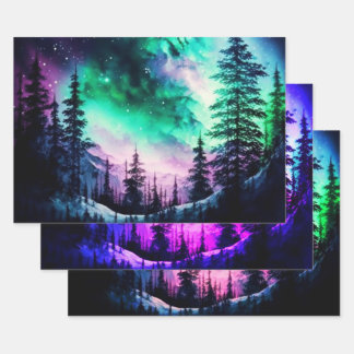 Celestial Aurora Borealis Northern Lights Vivid Wrapping Paper Sheets