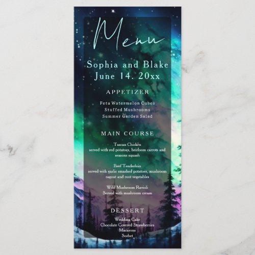 Celestial Aurora Borealis Northern Lights Wedding Menu