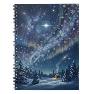 Celestial Aurora & Stars Winter Notebook