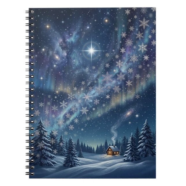 Celestial Aurora & Stars Winter Notebook (Front)
