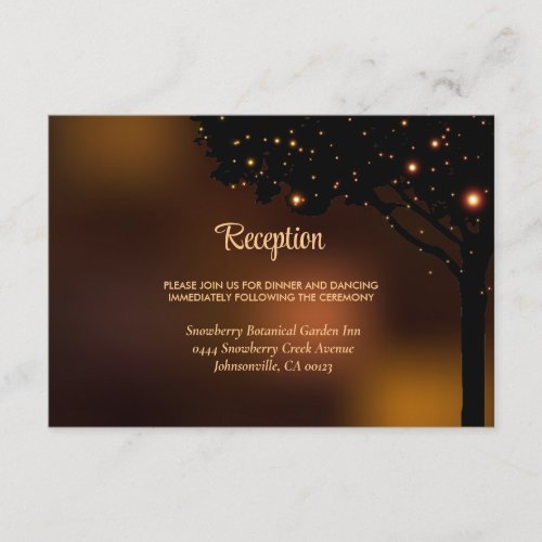 Celestial Autumn Night String Light Wedding Enclosure Card