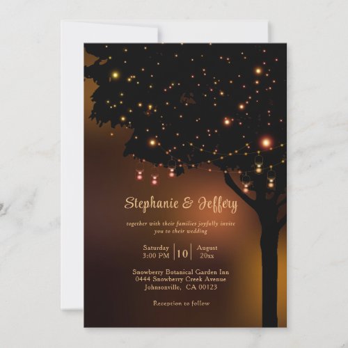 Celestial Autumn Night String Light Wedding Invitation