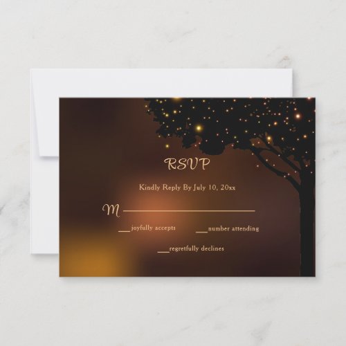 Celestial Autumn Night String Light Wedding RSVP Card