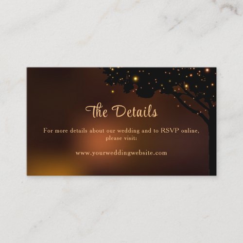 Celestial Autumn String Light Wedding Website Enclosure Card