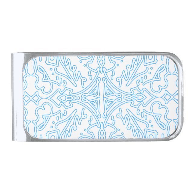 Celestial Azure Tide Silver Finish Money Clip (Front)