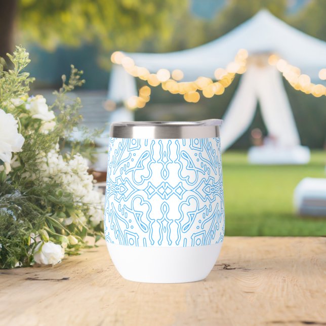 Celestial Azure Tide Thermal Wine Tumbler (Wedding)