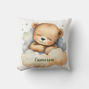 Celestial Baby Bear Personalized Nursery Throw Pillow