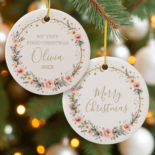 Celestial Baby First Christmas Personalized Ceramic Ornament
