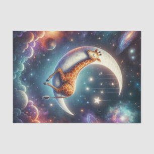 Celestial Baby Giraffe Sleeping on Moon & Stars Tissue Paper