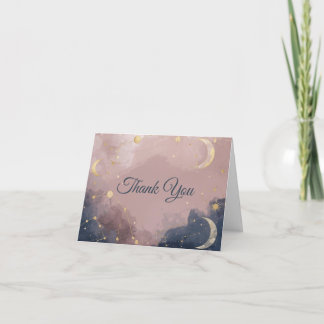 Celestial Baby Shower Thank You Card | Gold Moon