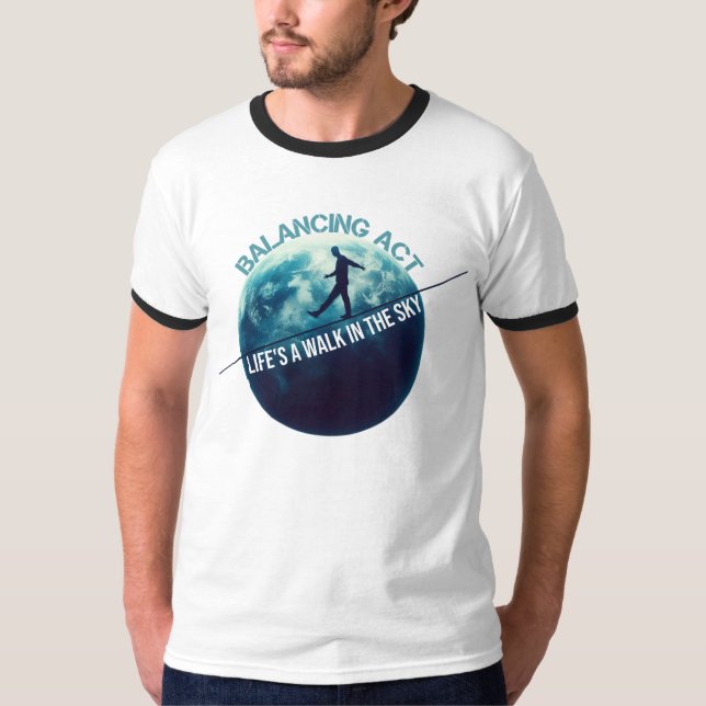 Celestial Balance: Life’s Skyward Journey T-Shirt (Front)