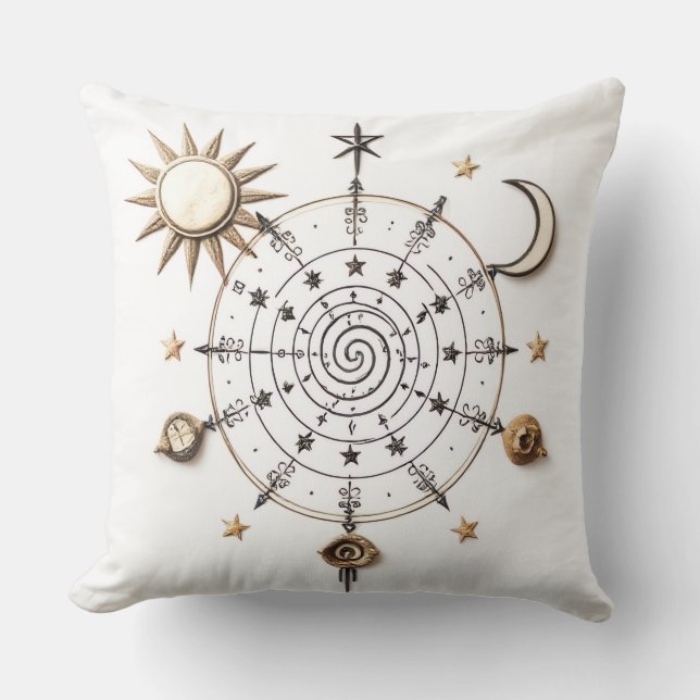 Celestial Balance Throw Pillow (Front)