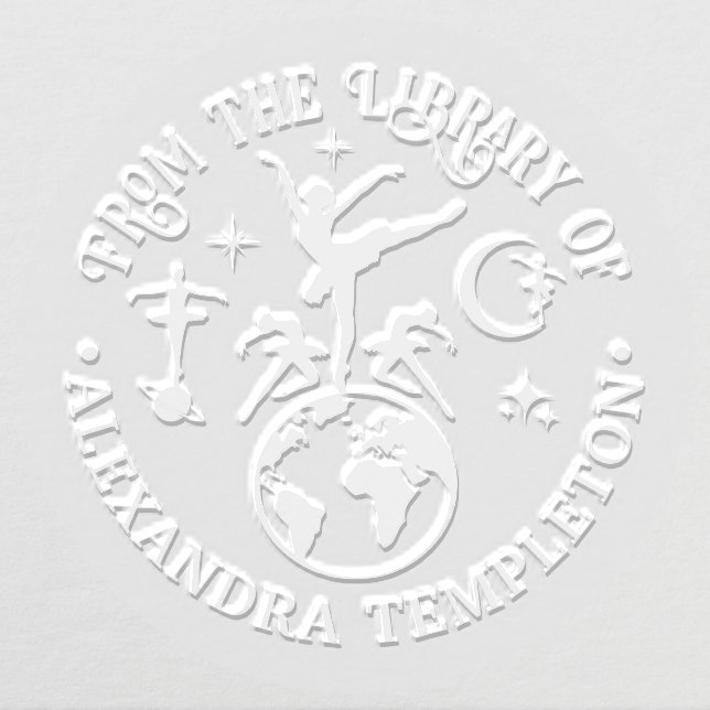 Celestial Ballerinas Dancing on World Library Book Embosser (Design)