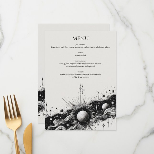 Celestial Band Wedding Menu (Front/Back In Situ)