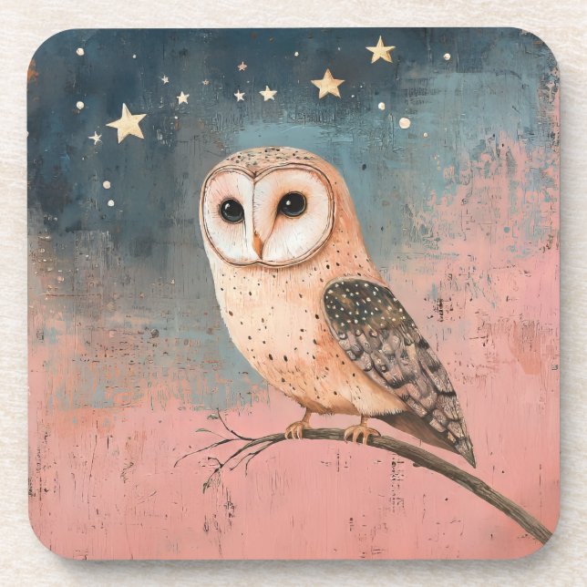 Celestial Barn Owl  Beverage Coaster (Front)
