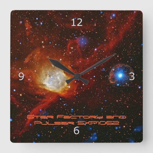 Celestial Bauble Nebula N90 and Pulsar SXP1062 Square Wall Clock