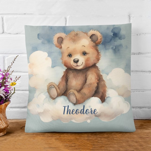 Celestial Bear Boys Personalized Nursery Throw Pillow (Creator Uploaded)