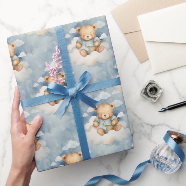 Celestial Bear Cute Boys Birthday Wrapping Paper (Gifting)